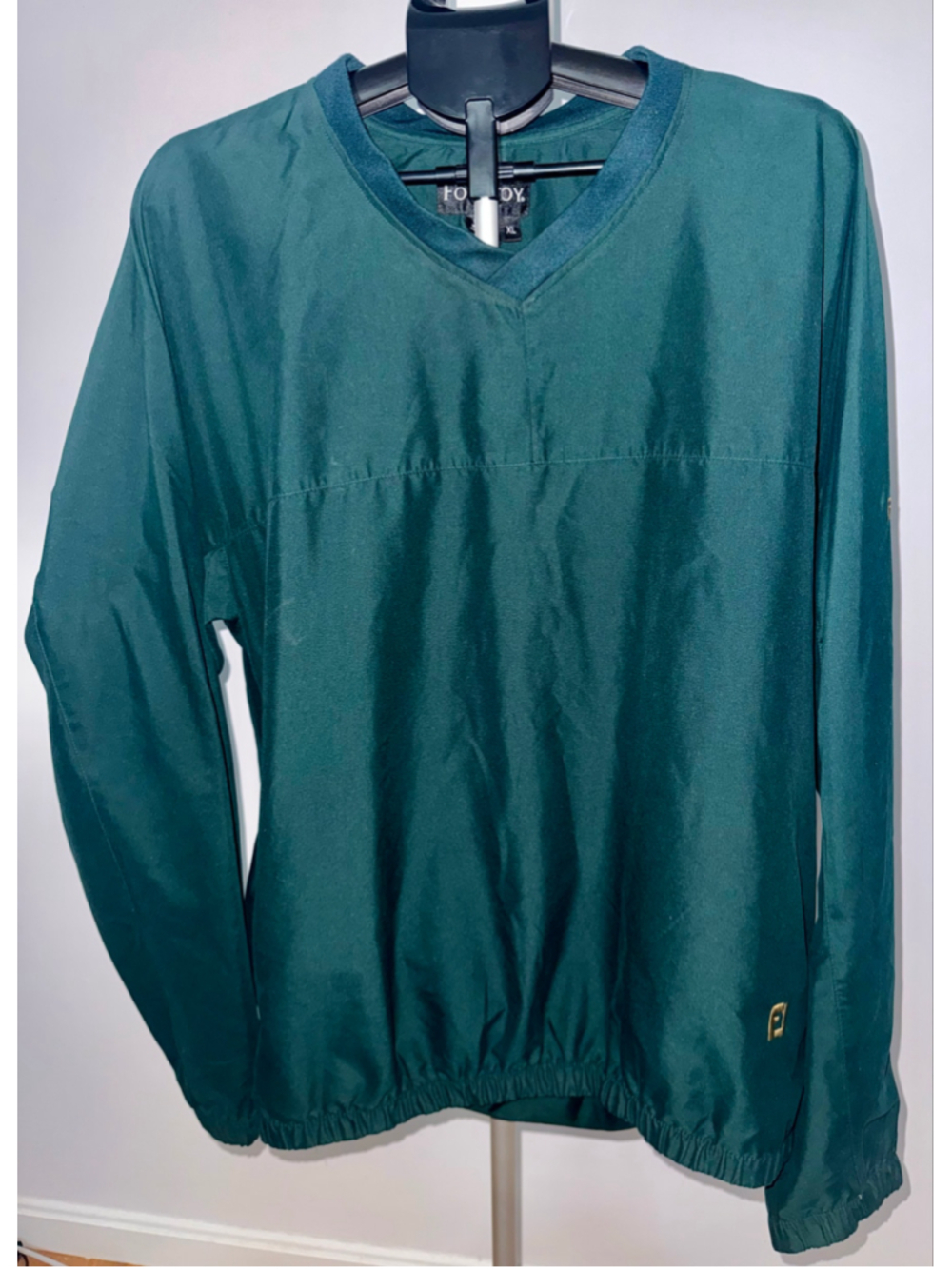 FootJoy Performance V-Neck Long Sleeve Golf Windshirt Pullover Jacket Green XL